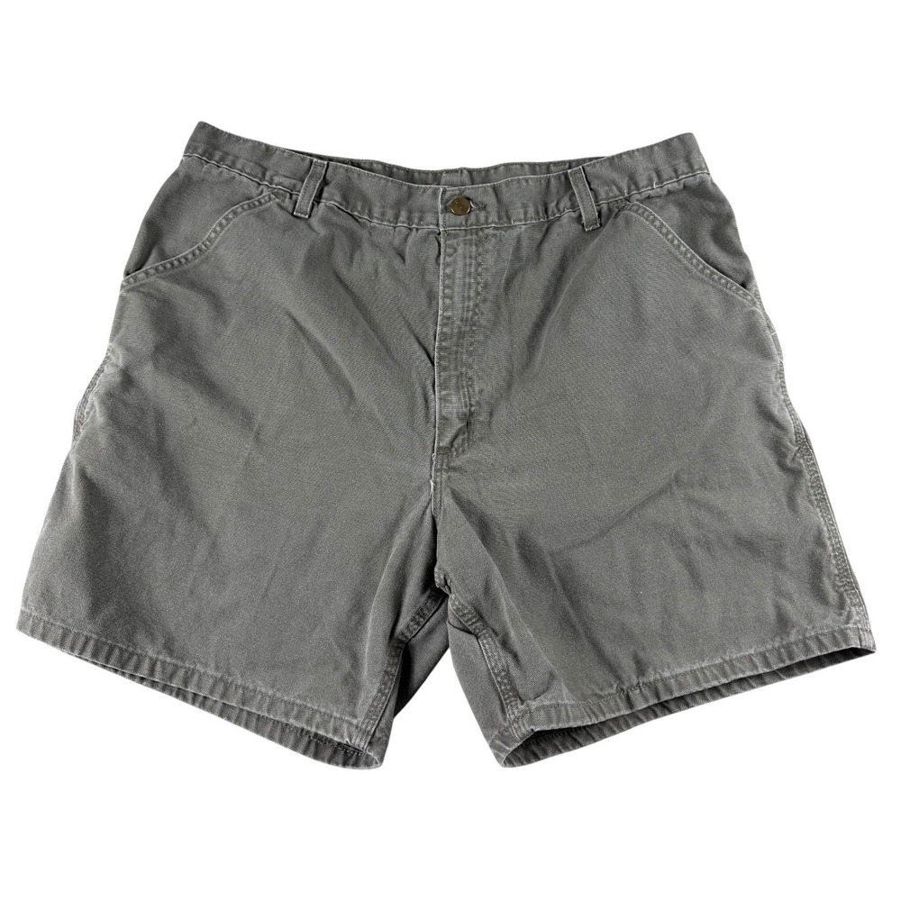 Carhartt Mens Gray Canvas Work Shorts Heavy Duty Cotton Duck Utility Size 37